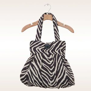 Women's Handmade Fabric Shoulder Bag One Size One Of A Kind Zebra Print Black